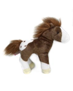 kleines Plüschpferd mit braun-weißem Fell