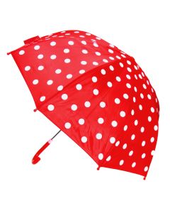 Kinderschirm in Rot mit weißen Punkten