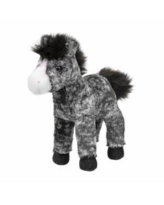 kleines Plüschpferdchen mit schwarz-grau-weißem Fell