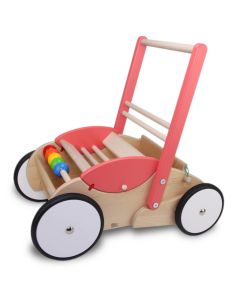 Bajo Lauflerwagen Rosa-Lachs aus lackiertem Holz in der Farbe Rosa-Lachs