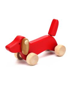 Schiebetier Dackel aus Holz in Rot