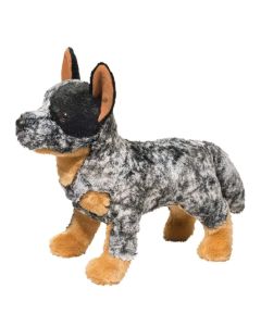 Australian Cattle Dog Plüschtier Hund Bolt mit schwarz-grau gesprenkeltem Plüschfell in stehender Pose