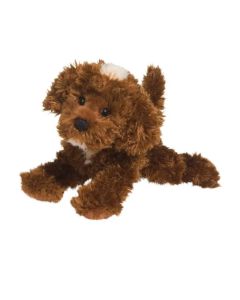 kleiner Stofftier Hund "Bosco" in Schokobraun mit weißen Abzeichen