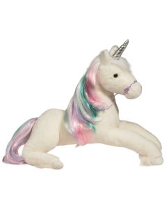 grosses Plüsch-Einhorn in weiss mit farbiger Mähne