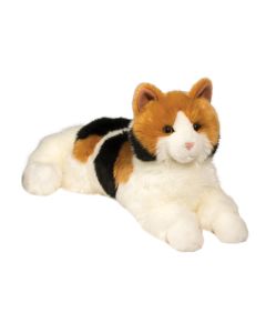 Plüschkatze dreifarbig liegend