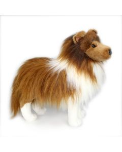 Stofftier Sheltie mit Plüschfell in Rotbraun und Weiß in stehender Pose