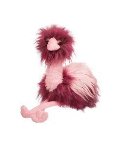 Vogelstrauß als Stofftier mit Plüsch-Gefieder in Pink-Rosa