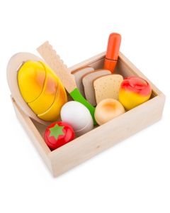 Holzlebensmittel-Set in Kiste