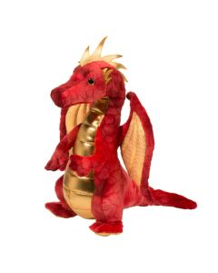 roter Plüschdrache mit goldenen Details