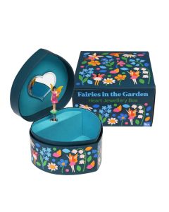 Musik-Schmuckkästchen in Herzform im "Fairies in the Garden" Design
