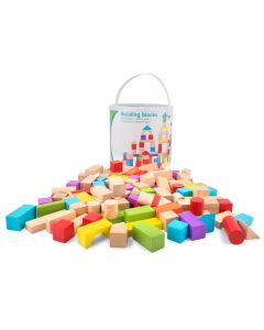 Bauklötze aus Massivholz mit Aufbewahrungs-Trommel