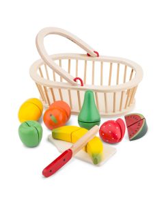 Holz-Obst mit Klett im Korb