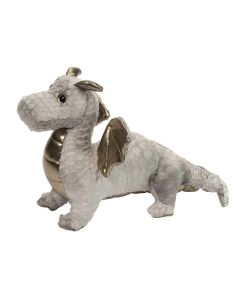 Hydra Stofftier DRACHE silber mit goldglänzenden Details