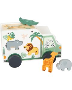 Safari Spielauto aus Holz und Steckspiel mit Tieren