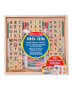 Kinderstempel-Set ABC und 123 im Holzkasten
