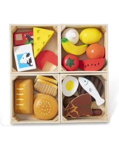 Melissa & Doug Spiel-Lebensmittel aus Holz in vier Kisten