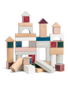 Set mit 40 gemischten Bauklötzen aus Holz