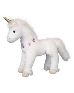 kleines Stofftier Einhorn in weiss mit goldfarbenem Horn