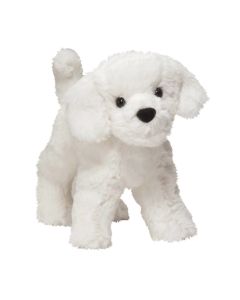 kleiner weißer Plüschhund