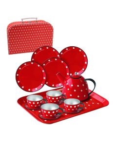 Puppen-Teeservice in Rot weiss gepunktet