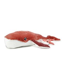 Großer Stofftier Wal mit Baby in Terracotta