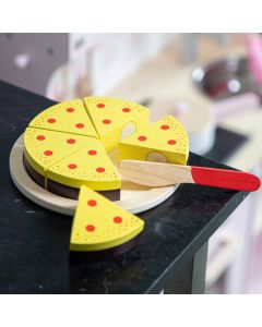 Spiel-Holzkuchen mit Kuchenplatte und Holzmesser