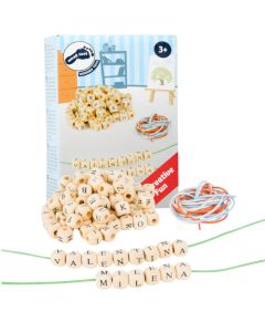 Set mit Naturfarbenen Buchstabenwürfeln 7 mm und Bändern