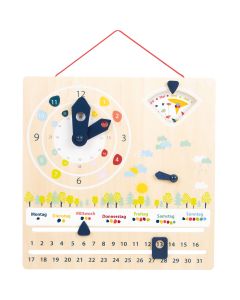 Lerntafel Lernuhr "Educate" aus Holz zum Aufhängen