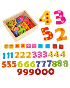 Bunte Magnet-Zahlen aus Holz 40 Teile