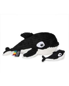 Stofftier Orca Wal mit Baby  in Schwarz-Weiß