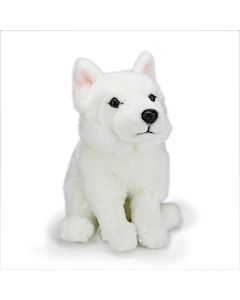 Weißer Schäferhund Kuscheltier Hund sitzend aus Plüsch