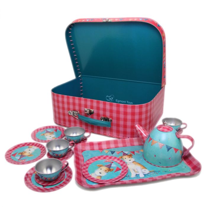 Egmont Toys Tee-Set Eliot Teeservice Kinder Metall Puppengeschirr im Koffer 