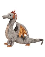 Stofftier Drache mit schimmerndem Stoff in Silber