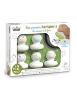 Stempelset "Tiere vom Bauernhof" für Kinder ab 1 Jahr mit fünf großen Stempel und einem Stempelkissen 