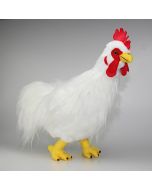 Kuscheltier Hahn stehend in Weiß mit rotem Kamm