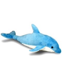 Plüschtier Delfin in  Aquamarin-blau mit Glitzer.