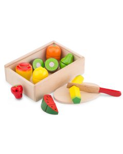 Kinderküchenzubehör Früchte aus Holz in Box