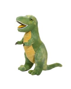 T-Rex Stofftier Dino "Igor" in Grün und Gelb mit offenem Maul mit weißen Filzzähnen