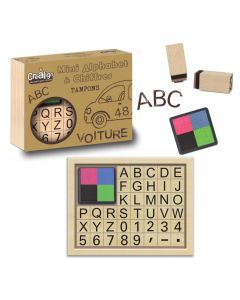 Kleines ABC- und Zahlen-Stempelset aus Holz