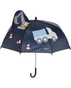 Playshoes Kinder 3D Regenschirm Baustelle blau